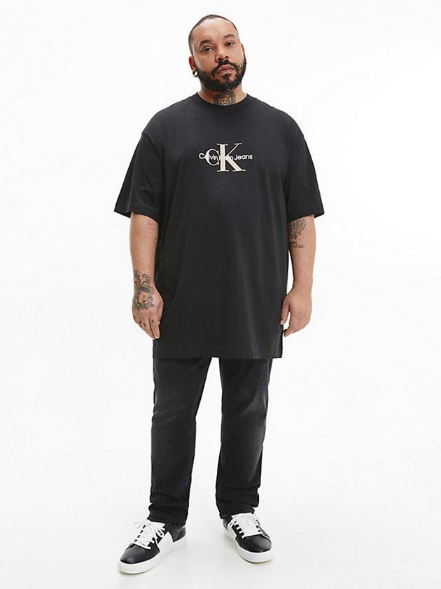 Black Calvin Klein Oversized Monogram Men T-Shirt | BIOG-32094