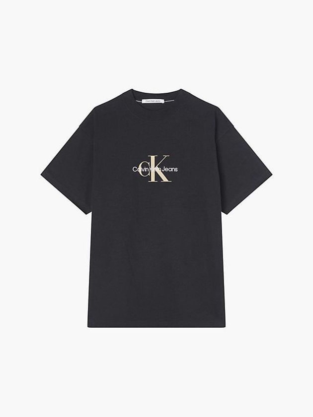Black Calvin Klein Oversized Monogram Men T-Shirt | BIOG-32094