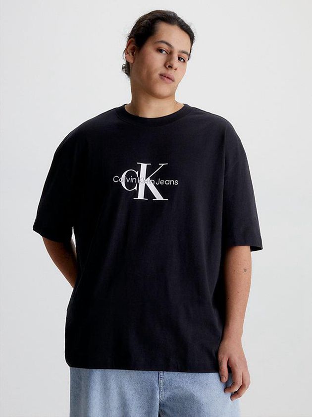 Black Calvin Klein Oversized Monogram Men T-Shirt | WTMU-47629