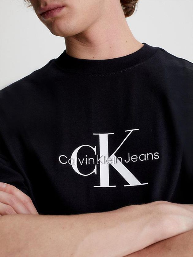 Black Calvin Klein Oversized Monogram Men T-Shirt | WTMU-47629