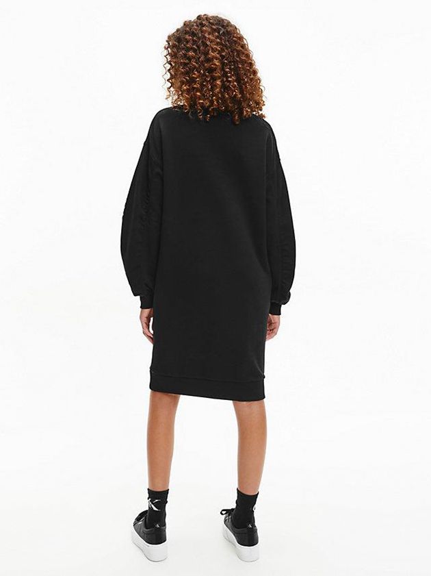 Black Calvin Klein Oversized Organic Cotton Sweatshirt Girls's Dress | CQEV-48537