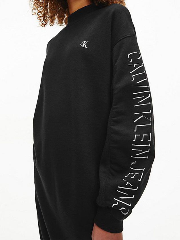 Black Calvin Klein Oversized Organic Cotton Sweatshirt Girls's Dress | CQEV-48537