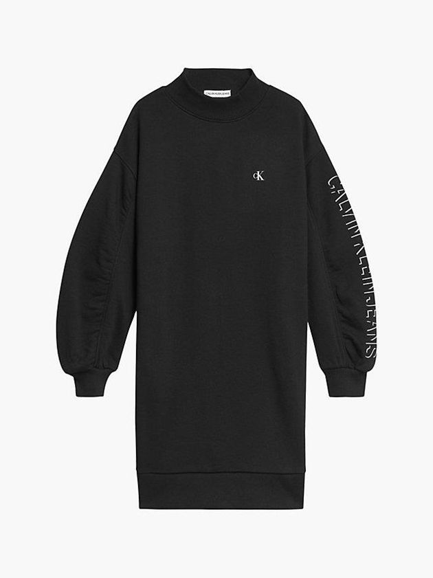 Black Calvin Klein Oversized Organic Cotton Sweatshirt Girls's Dress | CQEV-48537