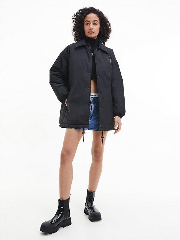 Black Calvin Klein Oversized Padded Coach Women Jacket | IGEA-32510
