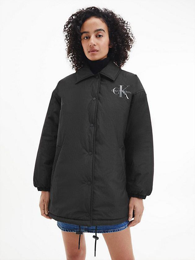 Black Calvin Klein Oversized Padded Coach Women Jacket | IGEA-32510