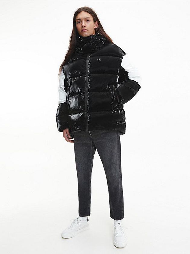 Black Calvin Klein Oversized Recycled Nylon Puffer Men Jacket | BHKZ-95631