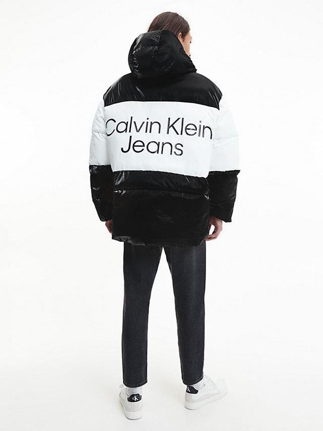 Black Calvin Klein Oversized Recycled Nylon Puffer Men Jacket | BHKZ-95631