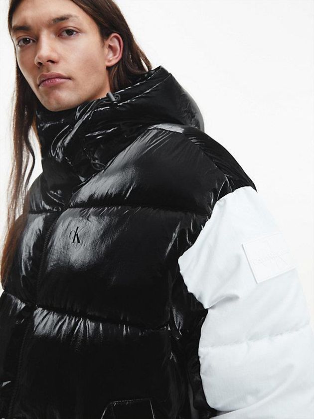 Black Calvin Klein Oversized Recycled Nylon Puffer Men Jacket | BHKZ-95631
