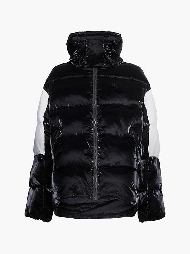Black Calvin Klein Oversized Recycled Nylon Puffer Men Jacket | BHKZ-95631