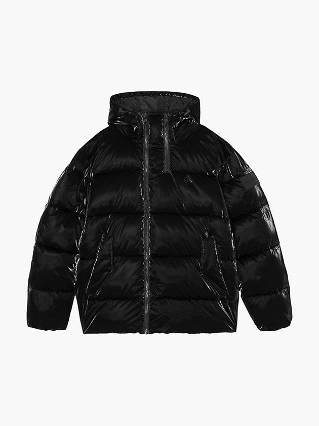 Black Calvin Klein Oversized Shiny Puffer Men Jacket | GZAP-72306