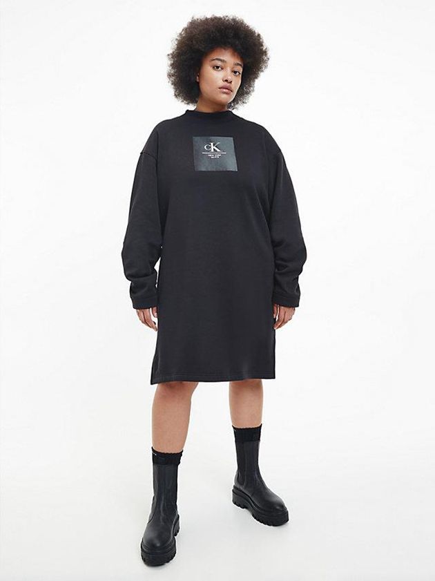 Black Calvin Klein Oversized Sweatshirt Women Dress | NEMK-83647