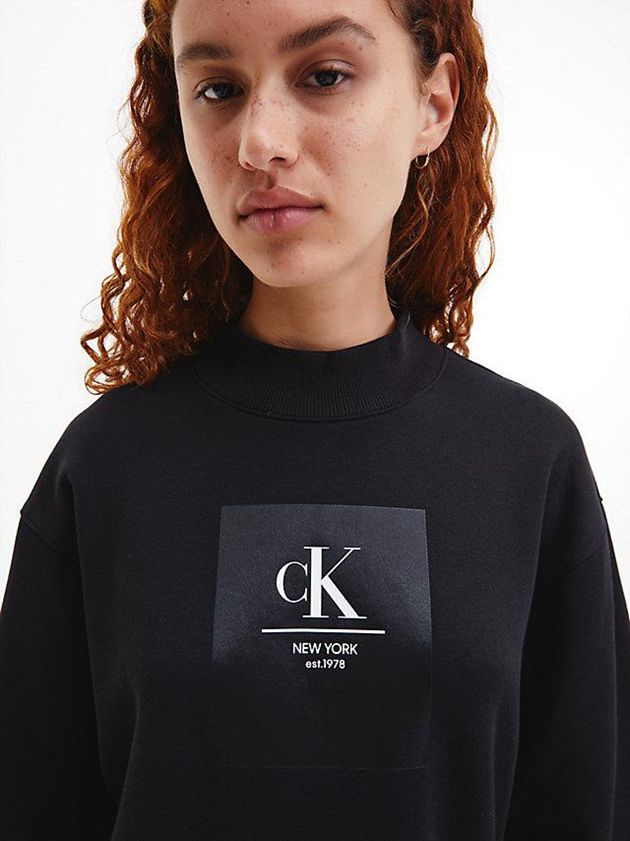 Black Calvin Klein Oversized Sweatshirt Women Dress | NEMK-83647