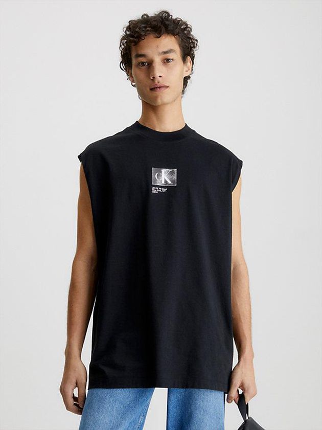 Black Calvin Klein Oversized Tank Men Top | EOYS-95673