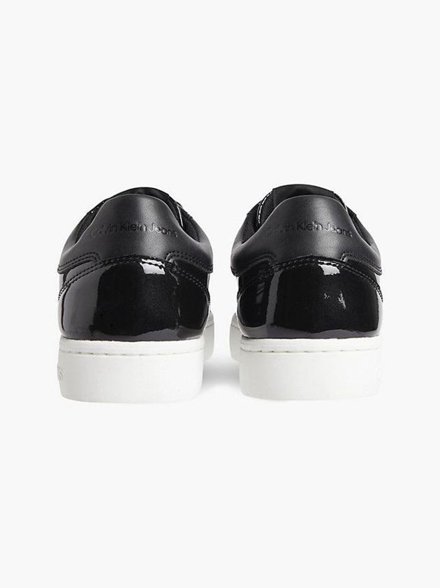 Black Calvin Klein Patent Leather Women Sneakers | KMEN-45837