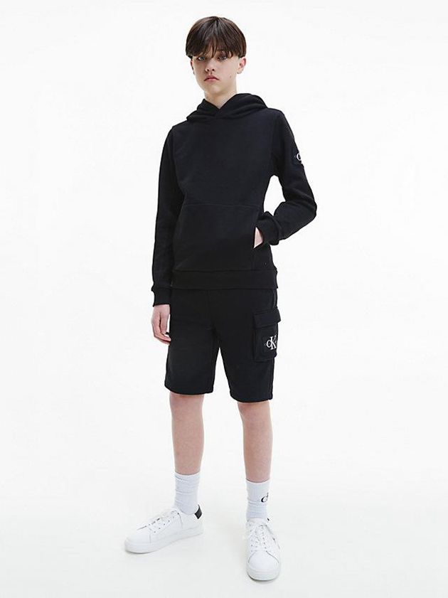 Black Calvin Klein Peached Terry Boys's Hoodie | XJFI-20643