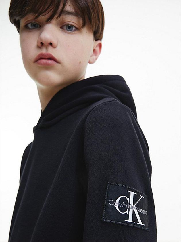 Black Calvin Klein Peached Terry Boys's Hoodie | XJFI-20643