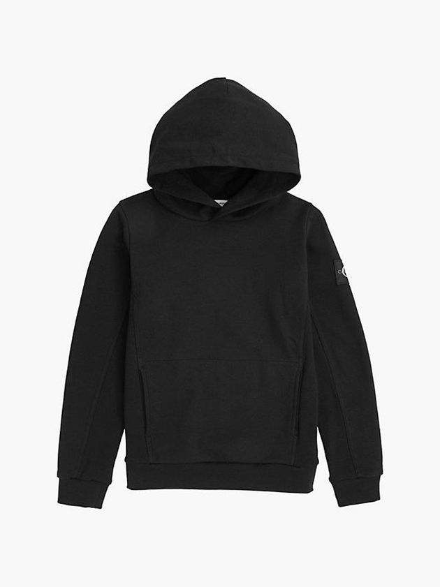 Black Calvin Klein Peached Terry Boys's Hoodie | XJFI-20643