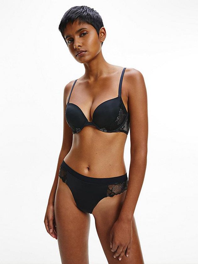 Black Calvin Klein Perfectly Fit Flex Women Thong | WCGL-13092