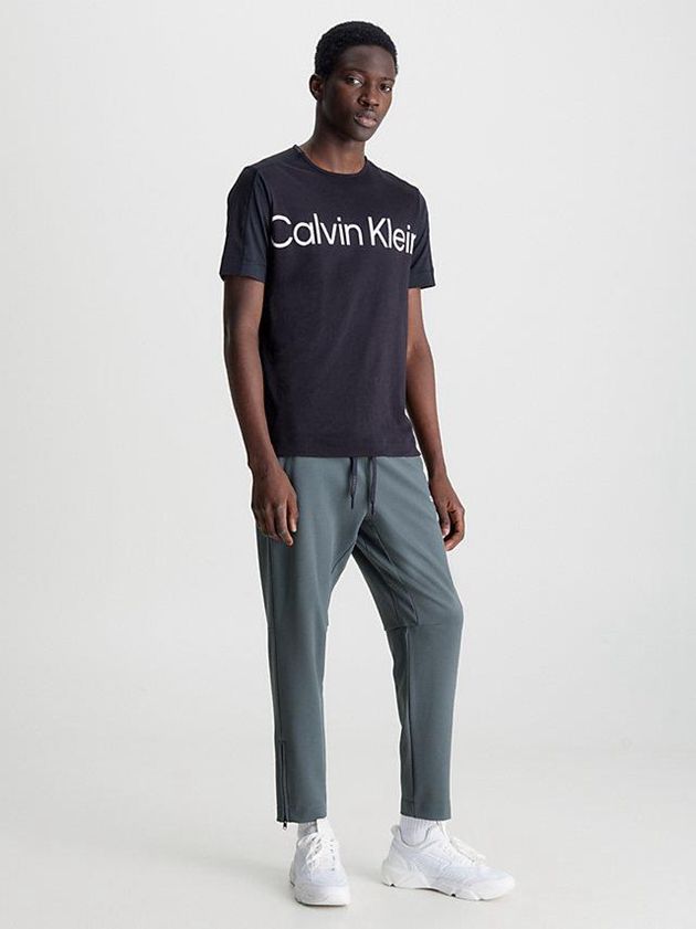 Black Calvin Klein Pique Gym Men T-Shirt | WHQS-04291