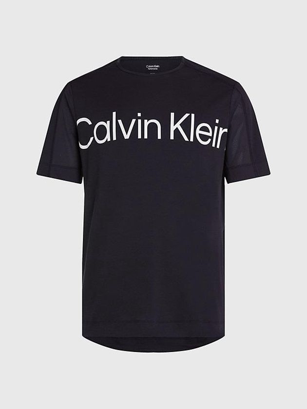 Black Calvin Klein Pique Gym Men T-Shirt | WHQS-04291