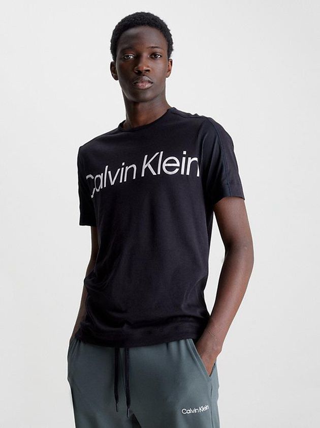 Black Calvin Klein Pique Gym Men T-Shirt | WHQS-04291