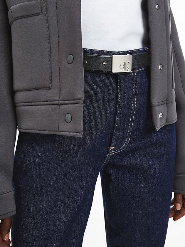 Black Calvin Klein Plaque Buckle Women Belt | WMBZ-74921