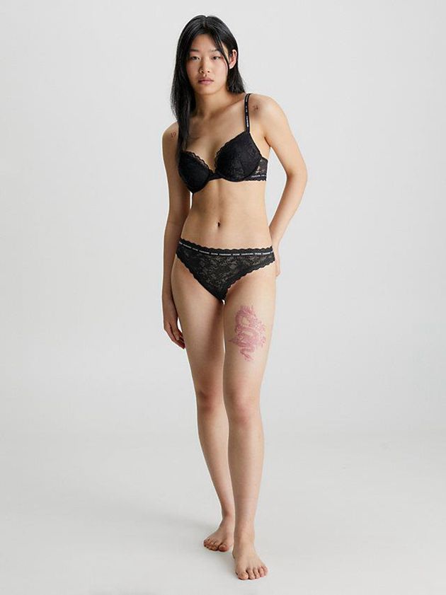 Black Calvin Klein Plunge Push-Up - CK One Women Bra | RDWG-68927