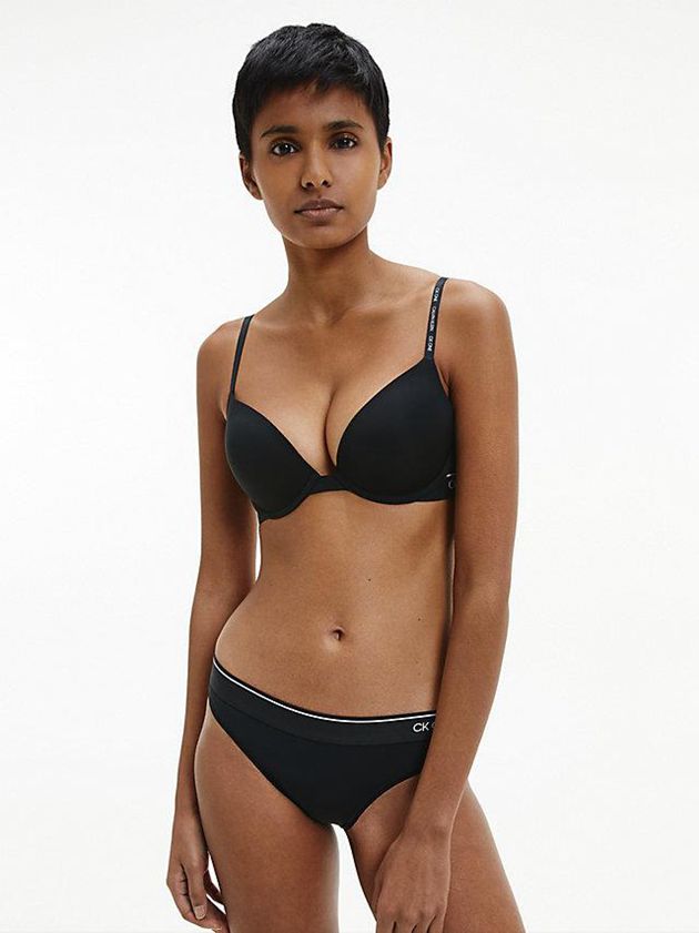 Black Calvin Klein Plunge Push-Up - CK One Women Bra | BUFK-91753