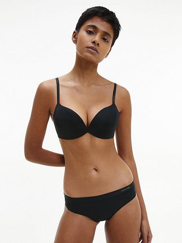 Black Calvin Klein Plunge Push-Up - Calvin Klein Form Women Bra | GMCX-70349