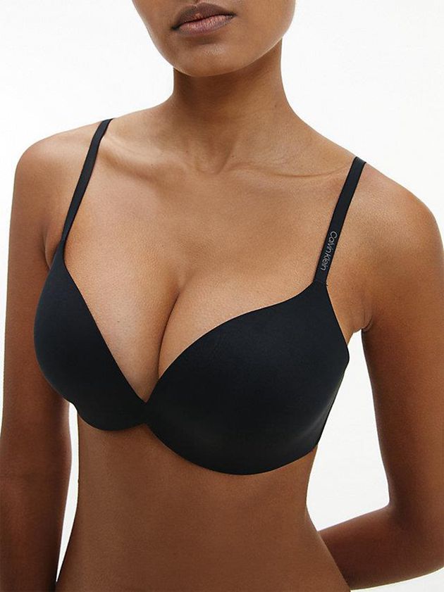 Black Calvin Klein Plunge Push-Up - Calvin Klein Form Women Bra | GMCX-70349