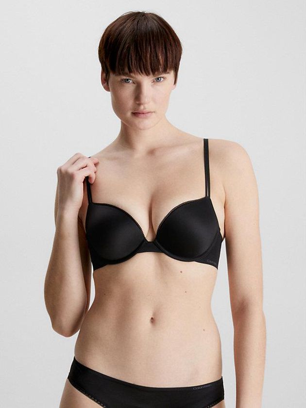 Black Calvin Klein Plunge Push-Up - Liquid Touch Women Bra | TAIZ-75610