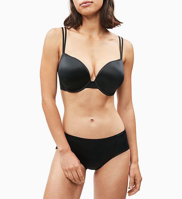 Black Calvin Klein Plunge Push-Up - Liquid Touch Women Bra | TAIZ-75610