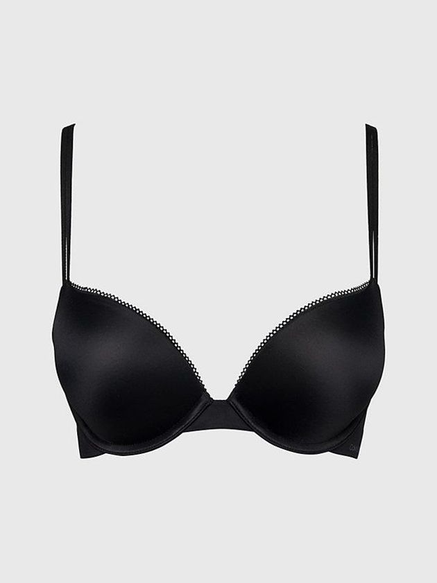 Black Calvin Klein Plunge Push-Up - Liquid Touch Women Bra | TAIZ-75610