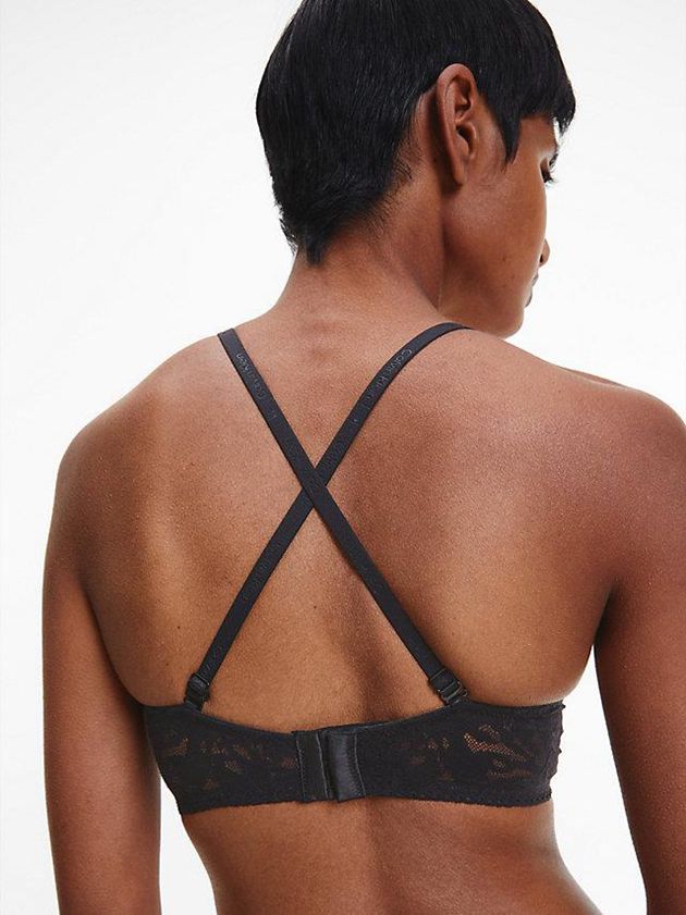 Black Calvin Klein Plunge - Ultra Soft Lace Women Bra | MRNT-01342