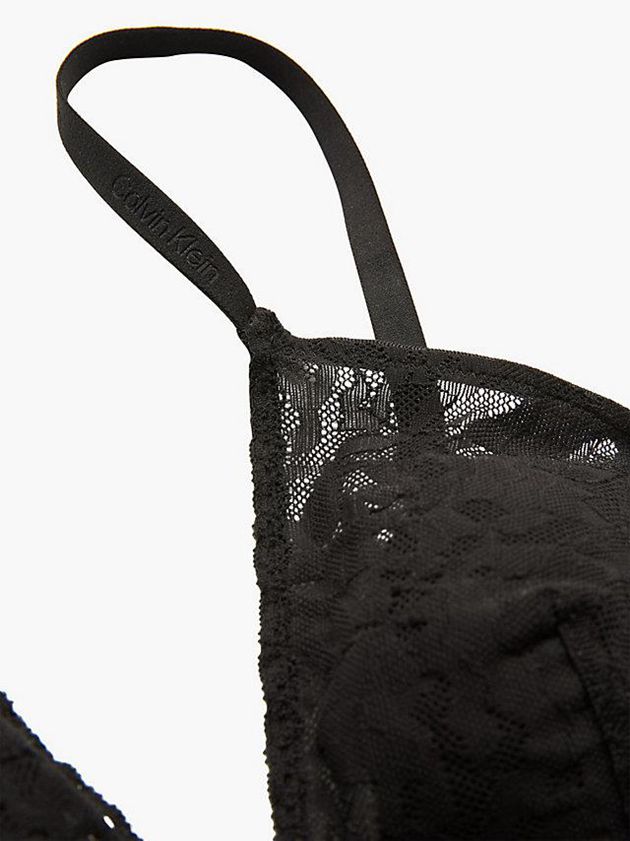 Black Calvin Klein Plunge - Ultra Soft Lace Women Bra | MRNT-01342