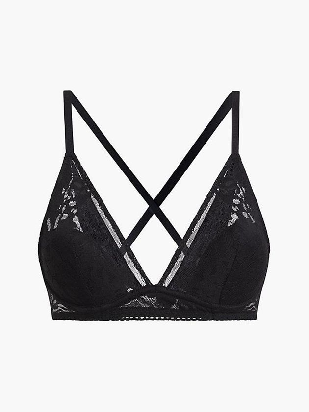 Black Calvin Klein Plunge - Ultra Soft Lace Women Bra | MRNT-01342