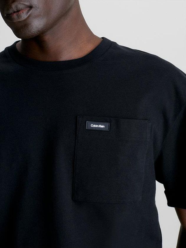 Black Calvin Klein Pocket Men T-Shirt | BOPJ-39041