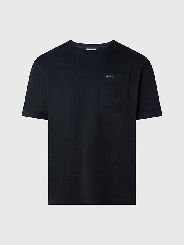 Black Calvin Klein Pocket Men T-Shirt | BOPJ-39041