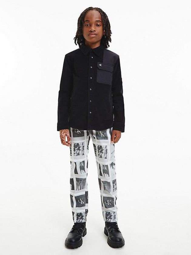 Black Calvin Klein Polaroid Printed Logo Boys's Jeans | BNZE-75864