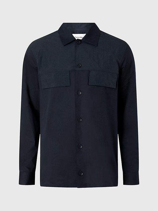 Black Calvin Klein Poplin Stretch Men Shirts | YNPZ-91854