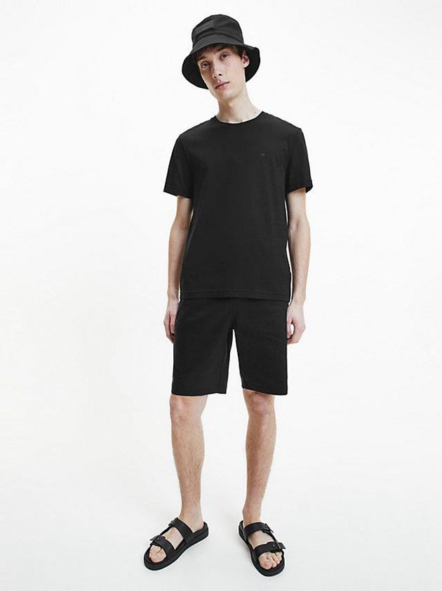 Black Calvin Klein Premium Cotton Men T-Shirt | EIPO-89745