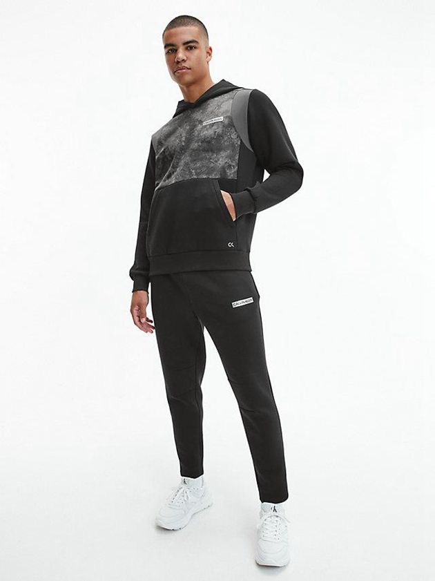 Black Calvin Klein Printed Logo Men Hoodie | GKYP-83614