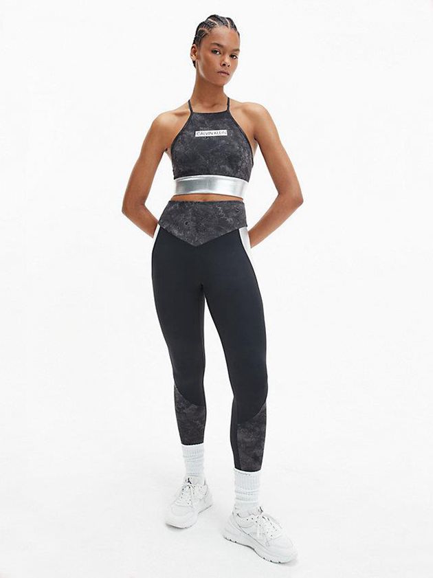 Black Calvin Klein Printed Low Support Sports Women Bra | VGRT-51923