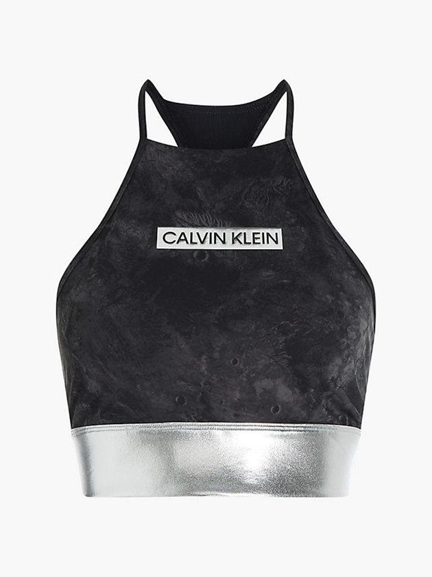 Black Calvin Klein Printed Low Support Sports Women Bra | VGRT-51923