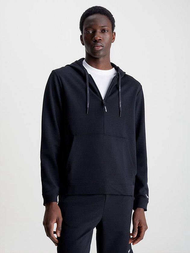 Black Calvin Klein Pullover Men Hoodie | IJUF-34582
