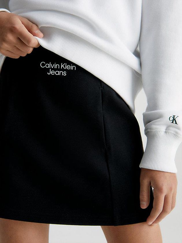 Black Calvin Klein Punto Milano Logo Girls's Skirt | LEPO-34507