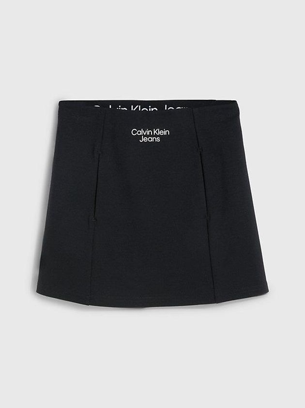 Black Calvin Klein Punto Milano Logo Girls's Skirt | LEPO-34507