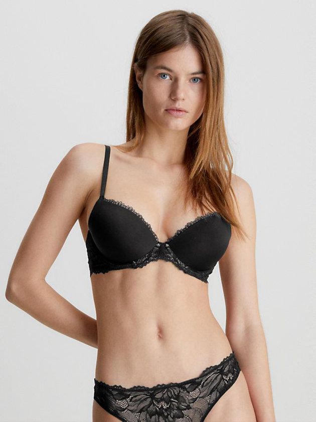 Black Calvin Klein Push-Up T-Shirt - Seductive Comfort Women Bra | LKRQ-43685