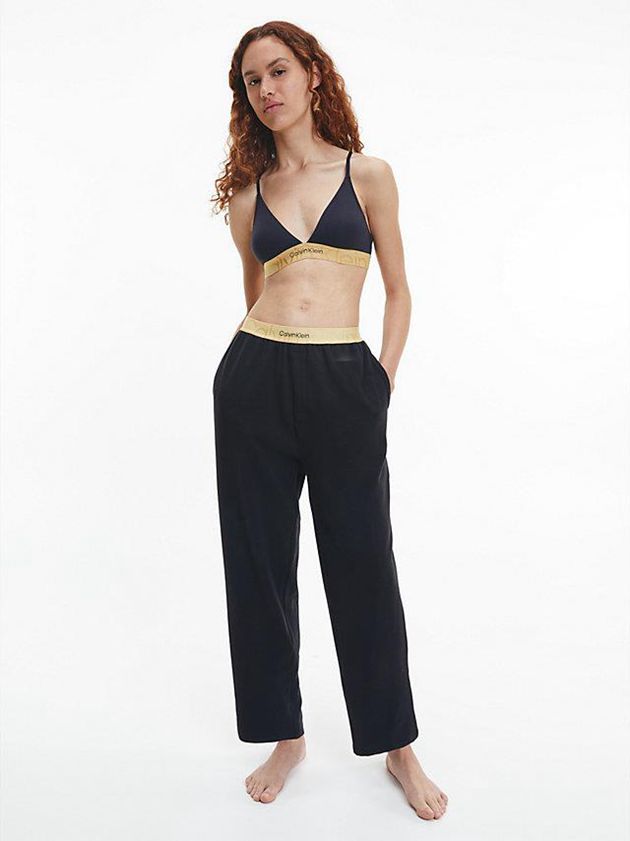 Black Calvin Klein Pyjama - Embossed Icon Women Pants | AHGY-03124