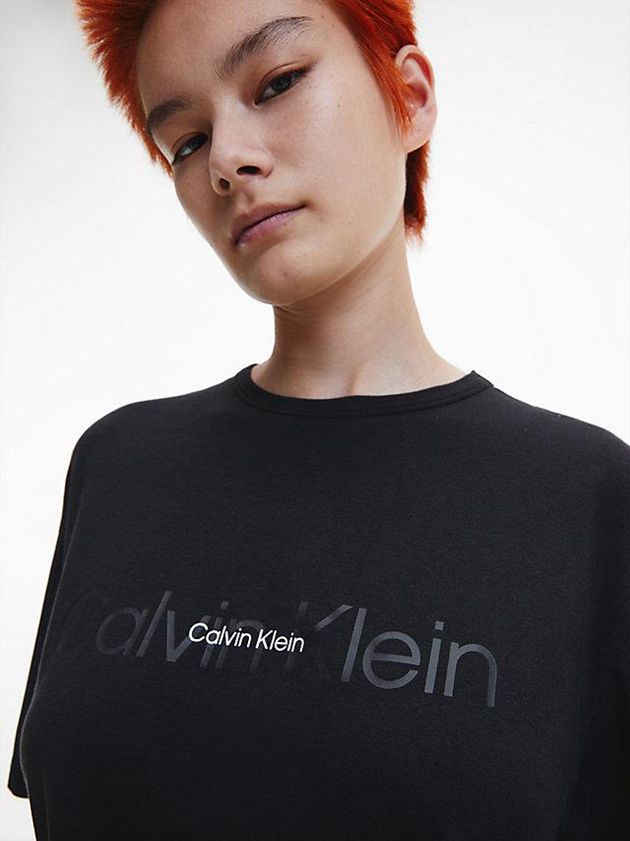 Black Calvin Klein Pyjama - Embossed Icon Women Top | HJOP-38165